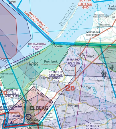 Polska Południowo-Wschodnia mapa VFR ICAO Chart 2022