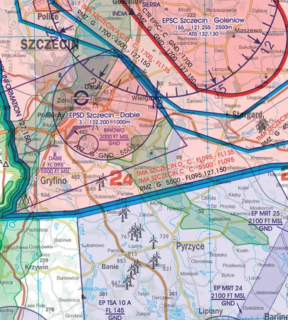 Polska Południowo-Wschodnia mapa VFR ICAO Chart 2022