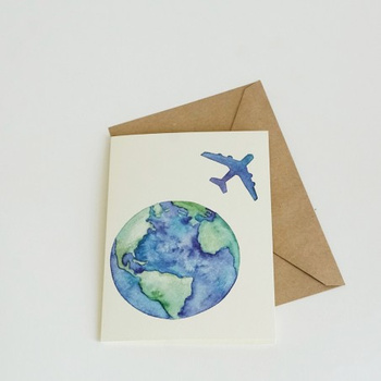Kartka okolicznościowa - ziemia + samolot
