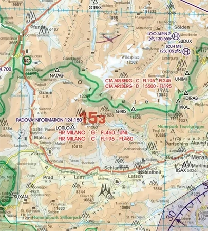 Włochy Północne mapa VFR ICAO Chart 2022