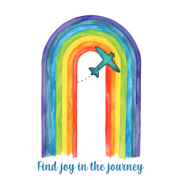 Kartka okolicznościowa - samolot i tęcza, find joy in the journey