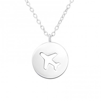  Srebrny naszyjnik, samolot, srebro próby 925 
