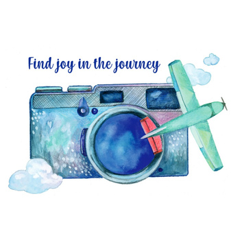 Kartka okolicznościowa - samolot i aparat find joy in the journey